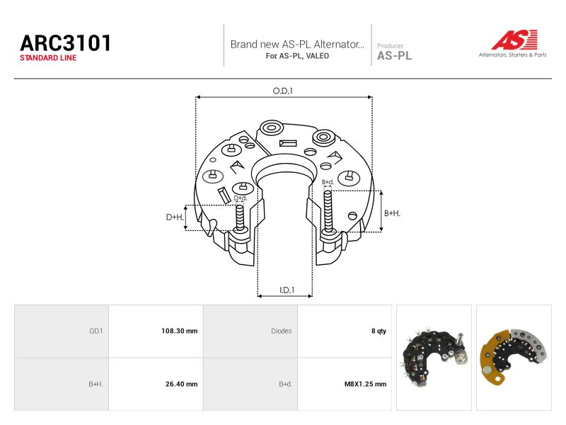 Alternator rectifier bridge