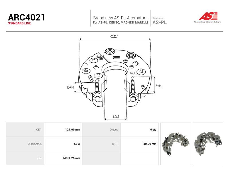 Alternator rectifier bridge