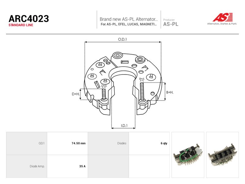 Alternator rectifier bridge