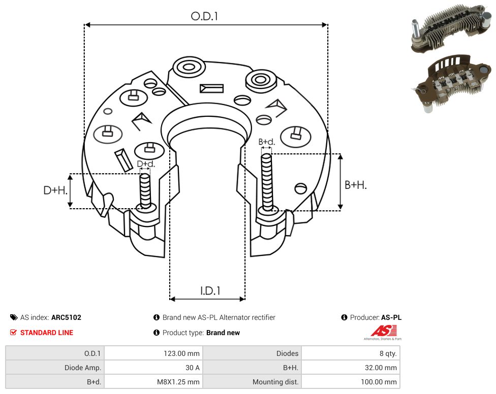 Alternator rectifier bridge