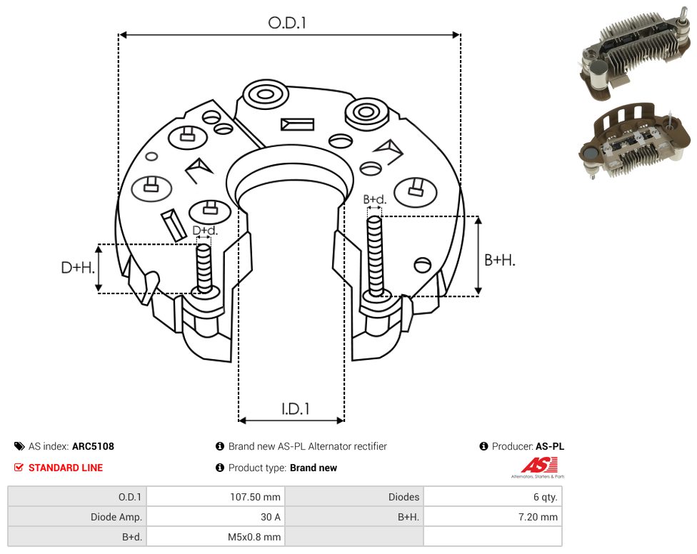 Alternator rectifier bridge