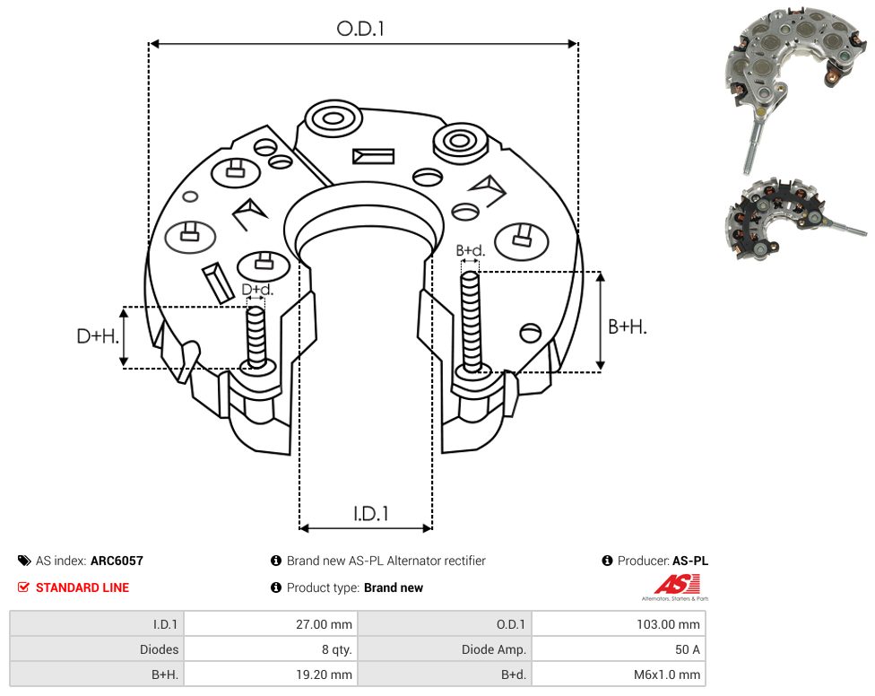 Alternator rectifier bridge