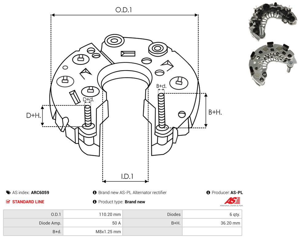 Alternator rectifier bridge