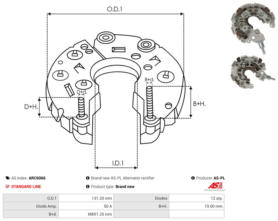 Alternator rectifier bridge