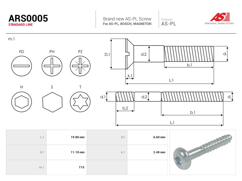Alternator screw