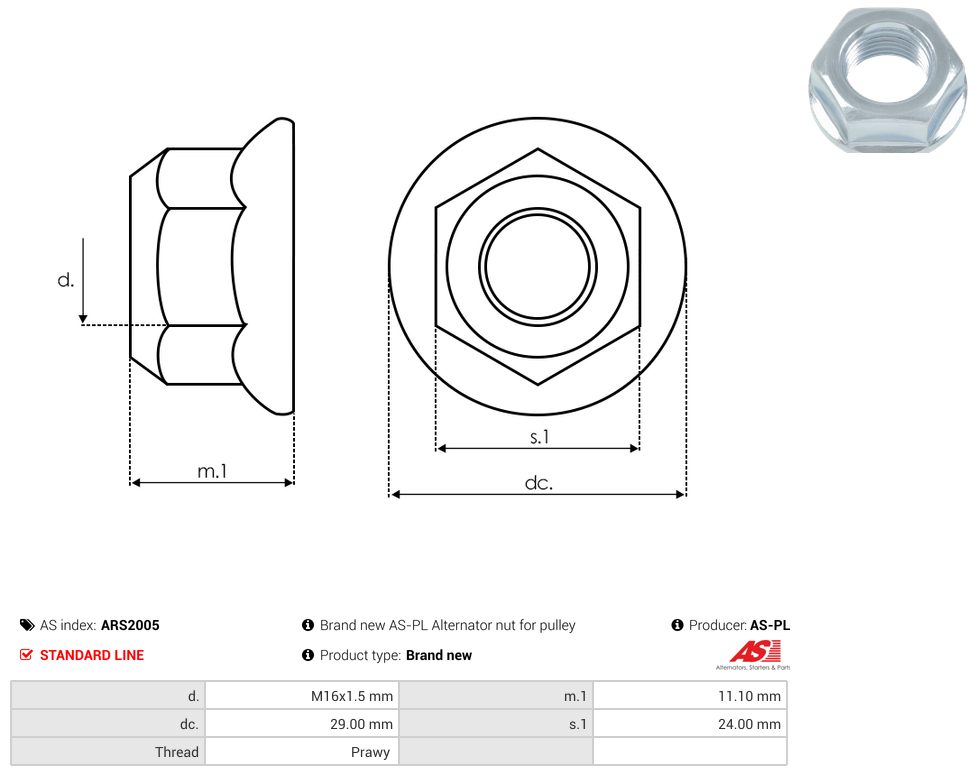 Alternator nut