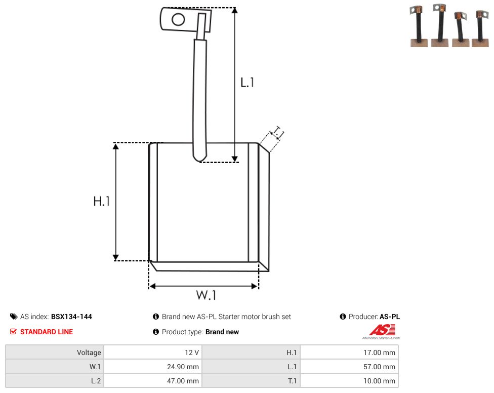 Starter motor brush