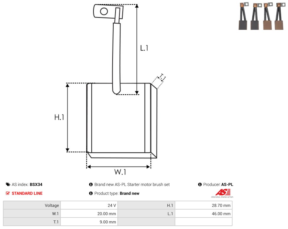 Starter motor brush