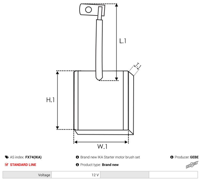 Starter motor brush