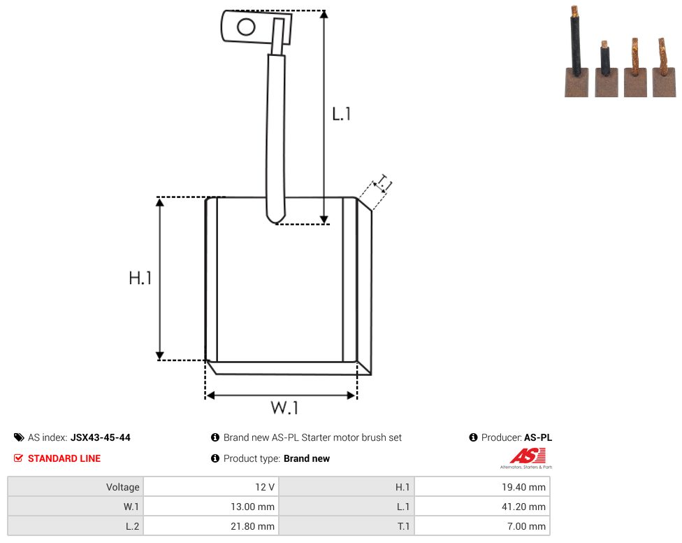 Starter motor brush