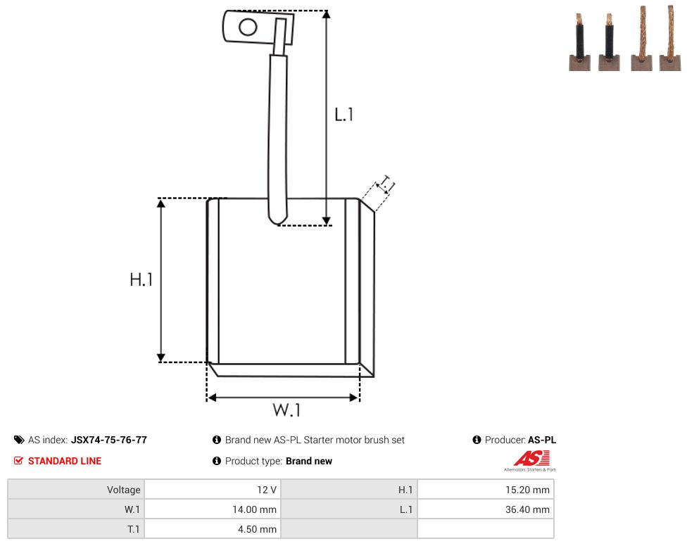 Starter motor brush
