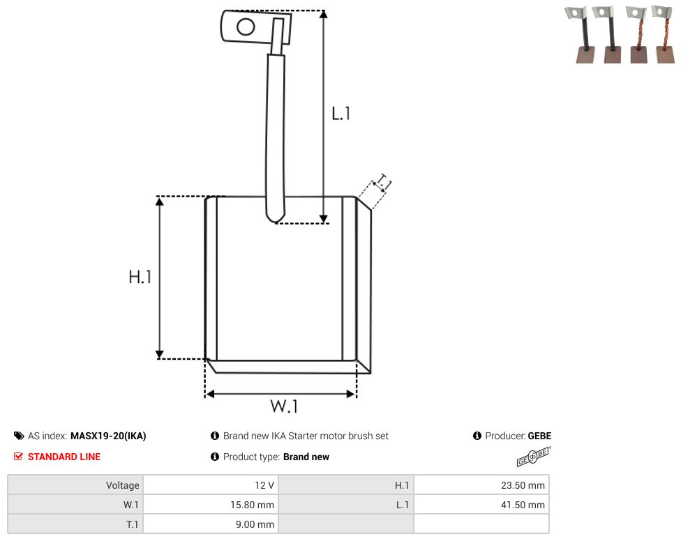 Starter motor brush