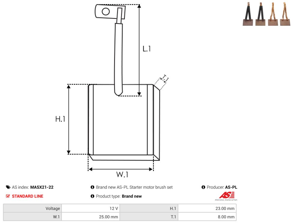 Starter motor brush