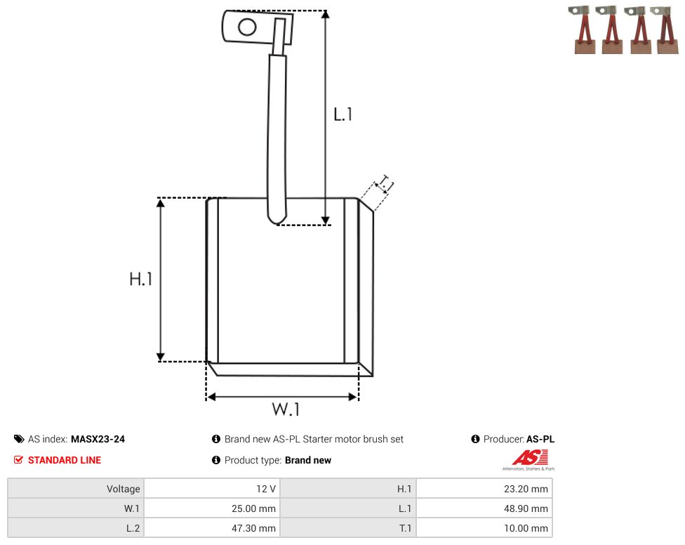 Starter motor brush