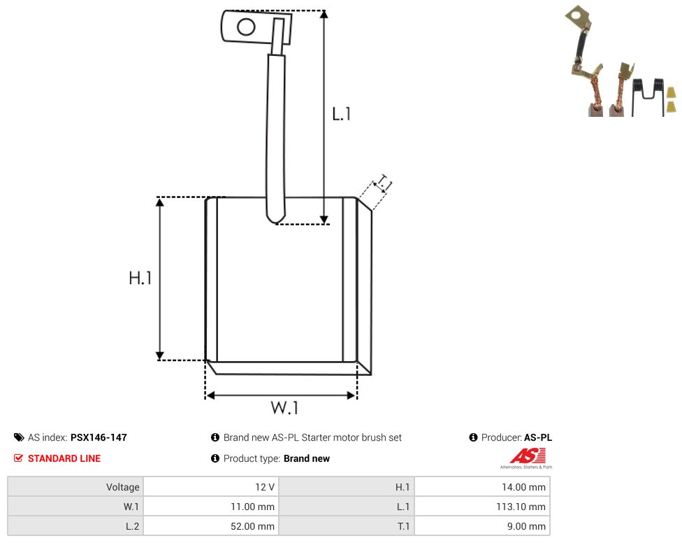 Starter motor brush