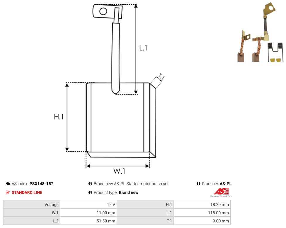 Starter motor brush