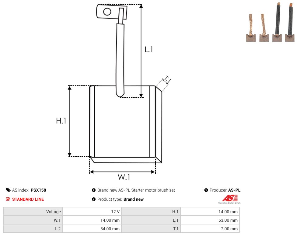 Starter motor brush