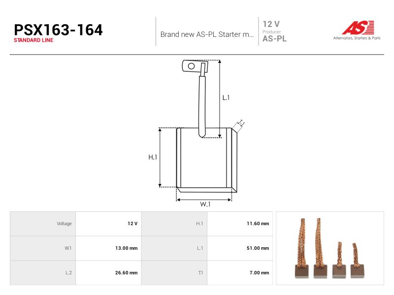 Starter motor brush