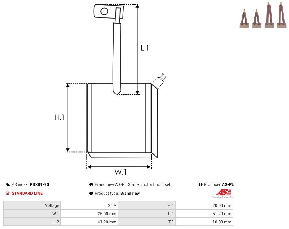 Starter motor brush