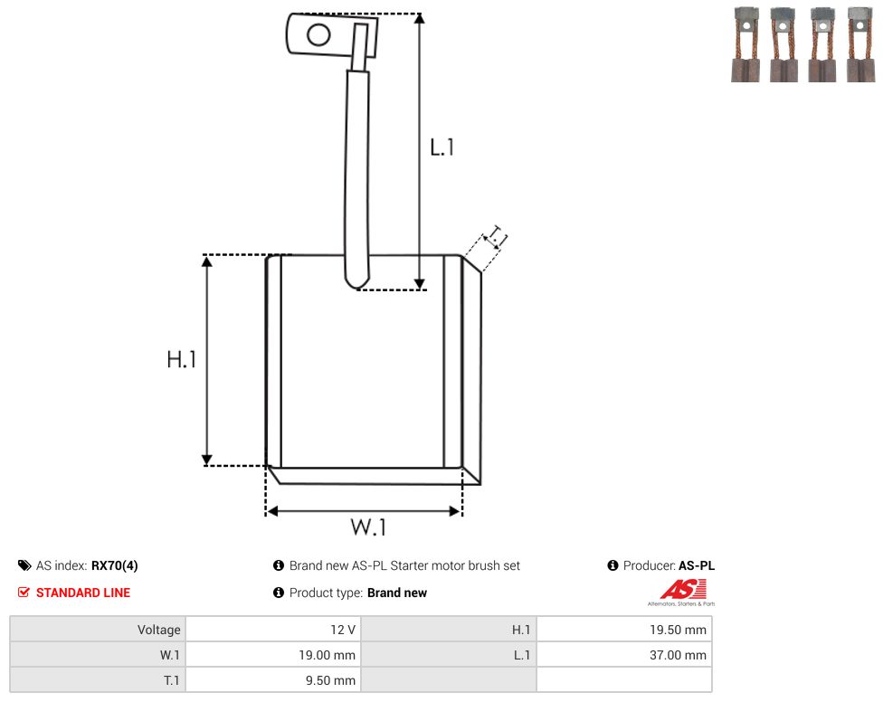 Starter motor brush