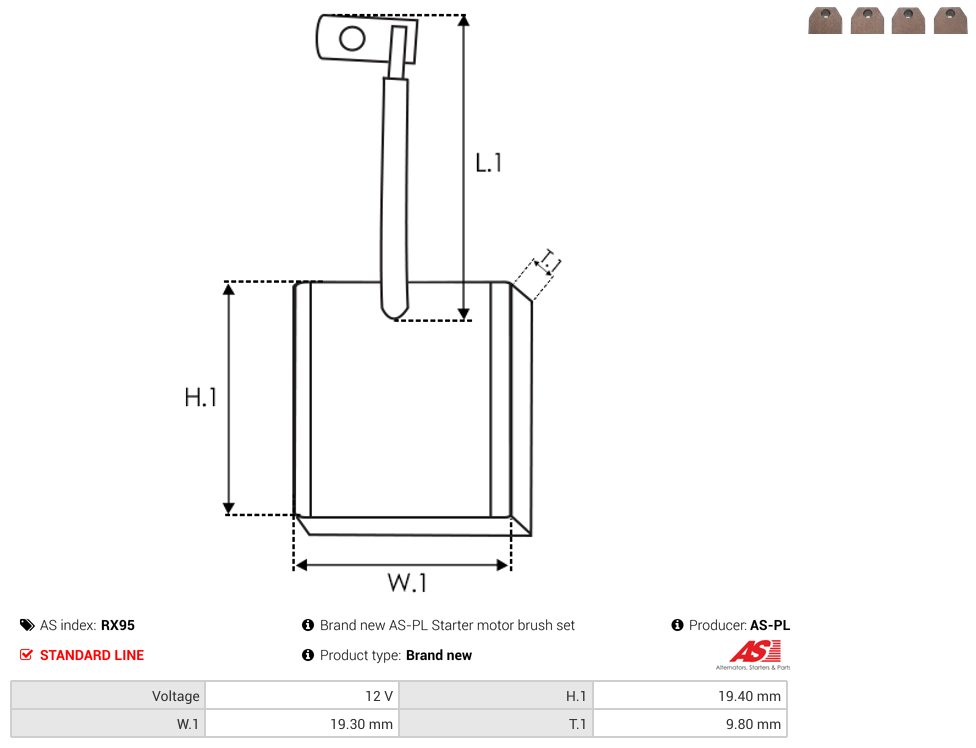 Starter motor brush