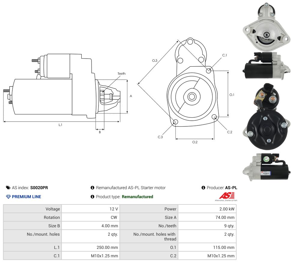 Remanufactured starter motor