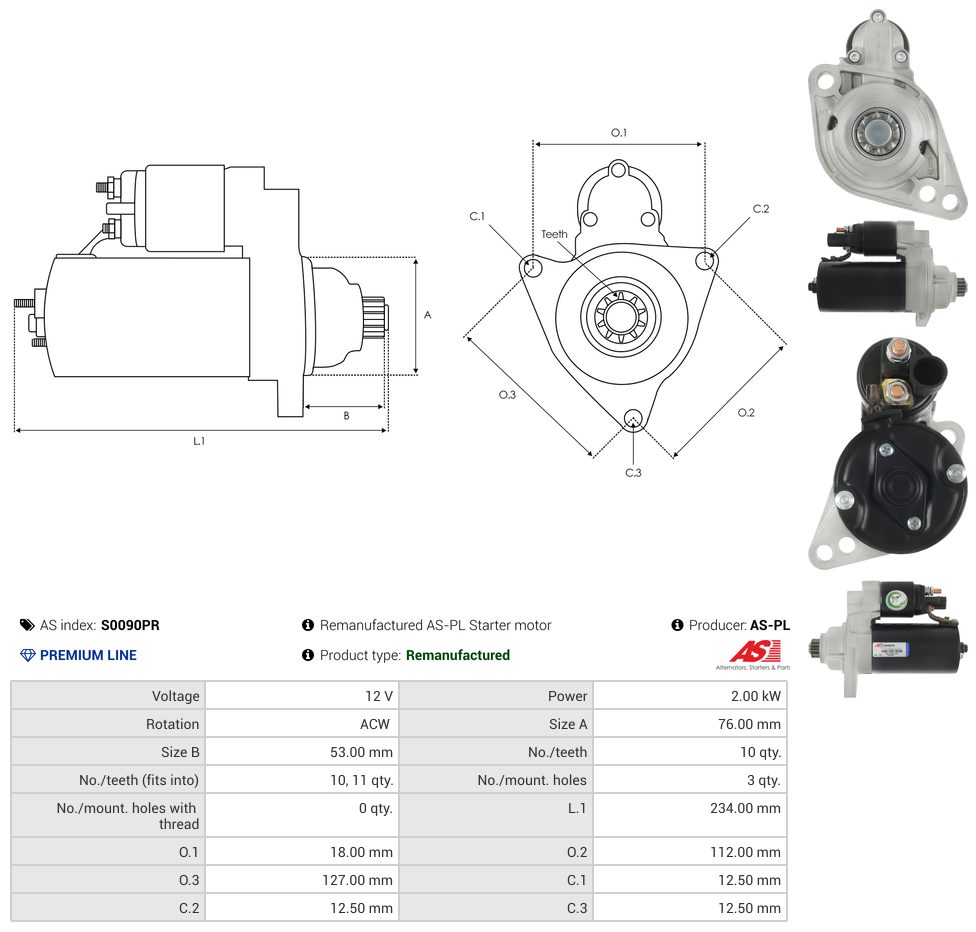 Remanufactured starter motor