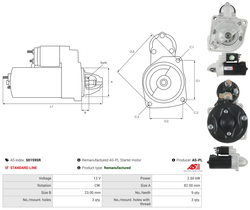 Remanufactured starter motor