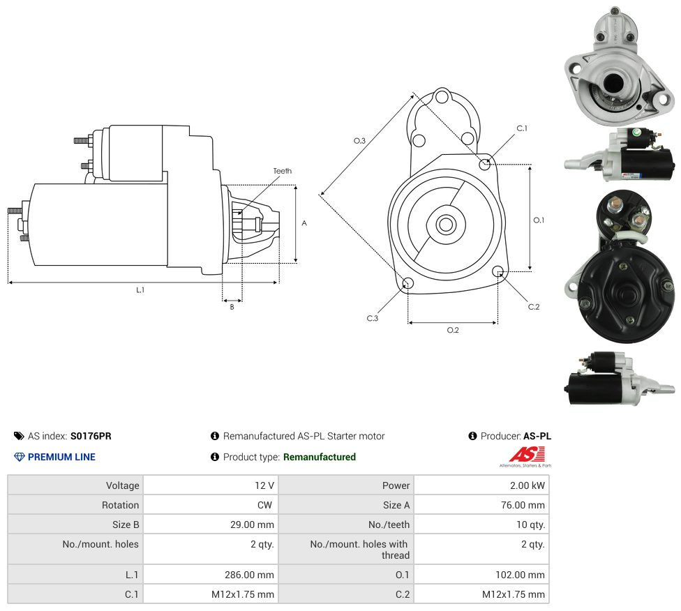 Remanufactured starter motor