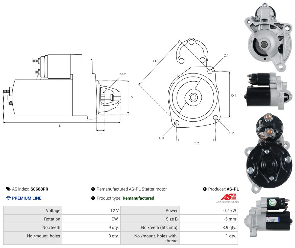Remanufactured starter motor