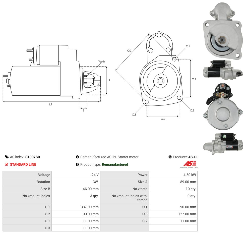 Remanufactured starter motor