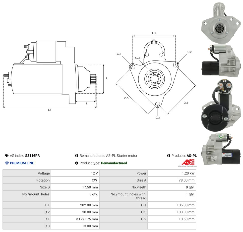 Remanufactured starter motor