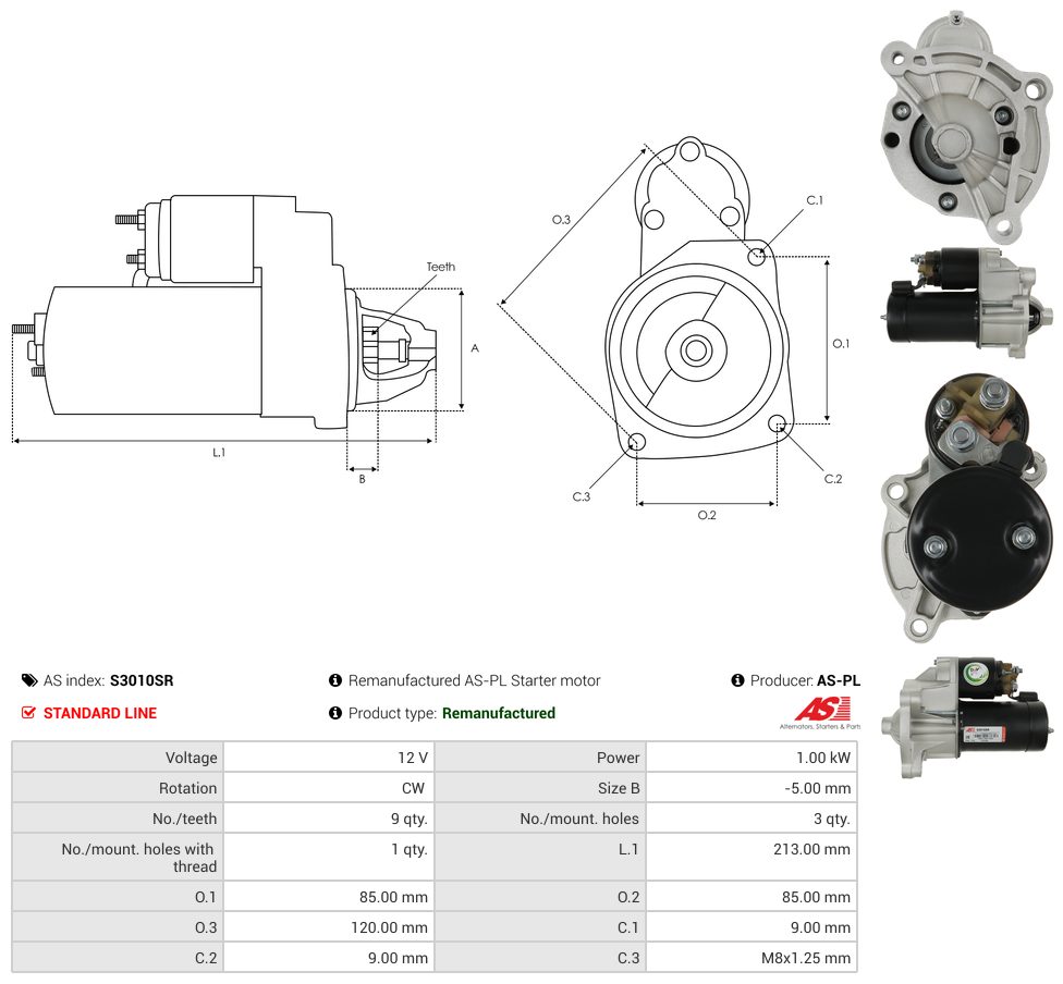 Remanufactured starter motor