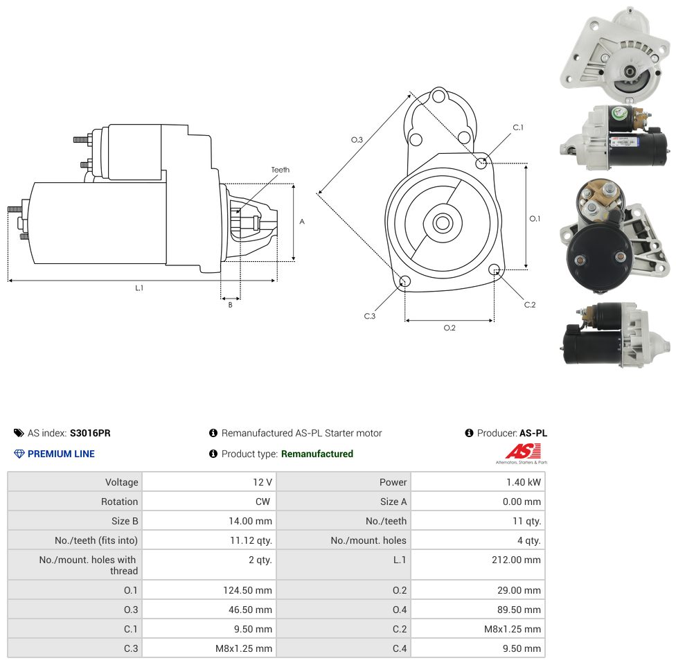 Remanufactured starter motor