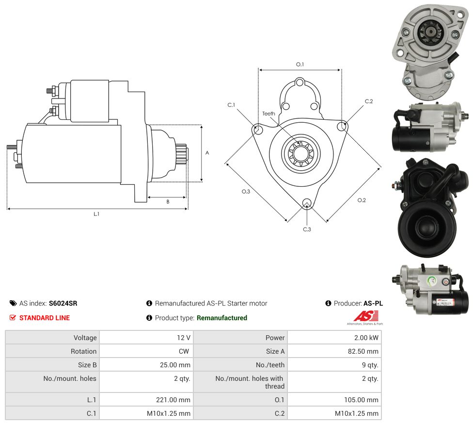 Remanufactured starter motor