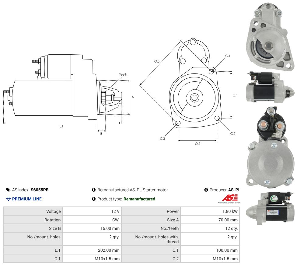 Remanufactured starter motor