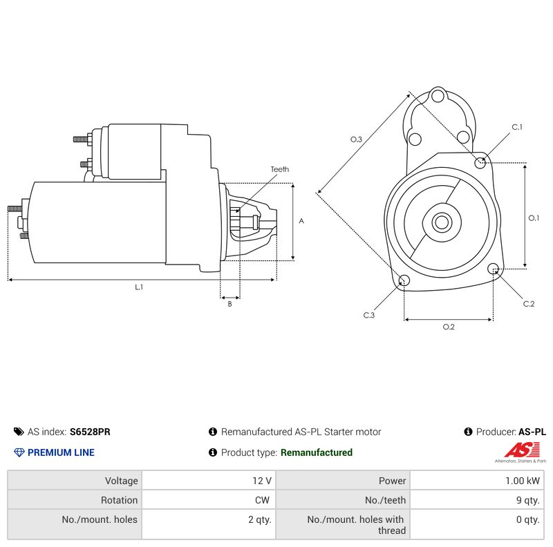 Remanufactured starter motor