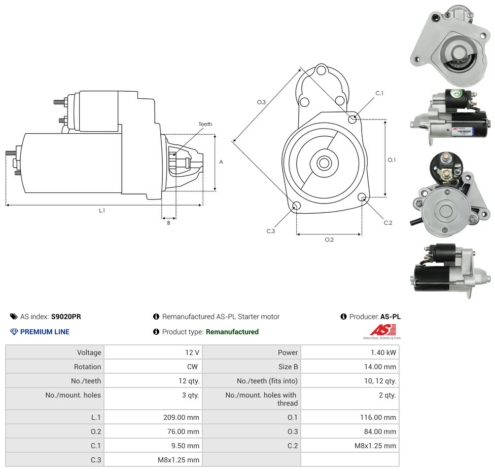 Remanufactured starter motor
