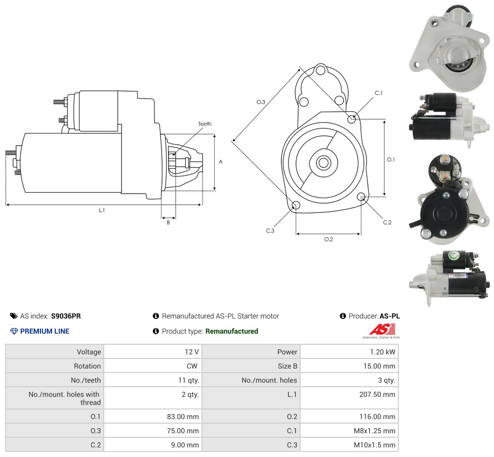 Remanufactured starter motor