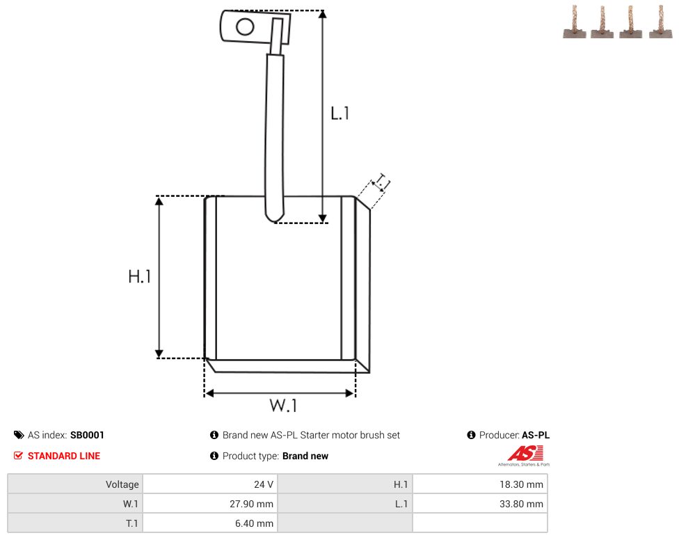 Starter motor brush