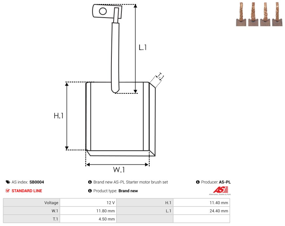 Starter motor brush