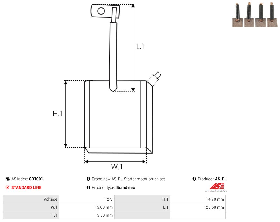 Starter motor brush