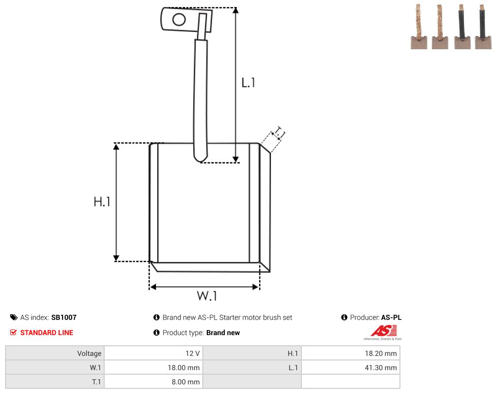 Starter motor brush