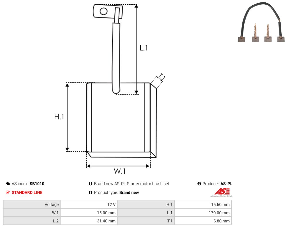 Starter motor brush