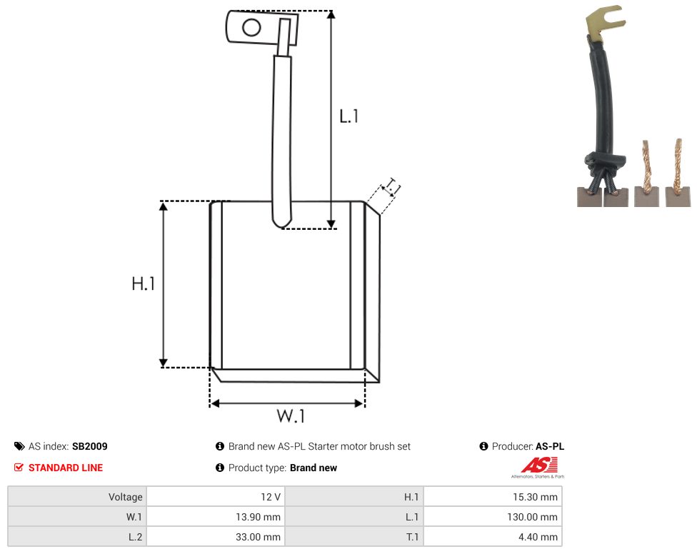 Starter motor brush