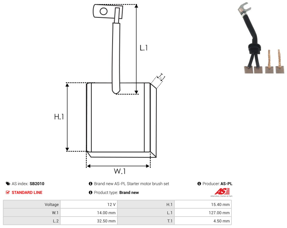Starter motor brush