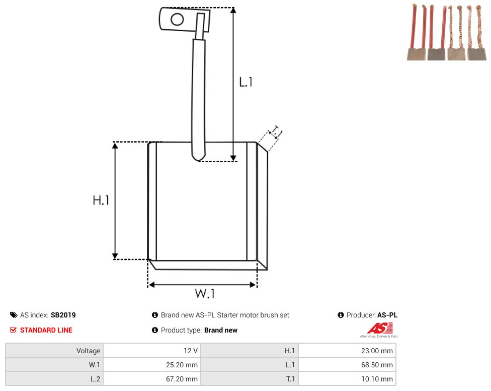 Starter motor brush