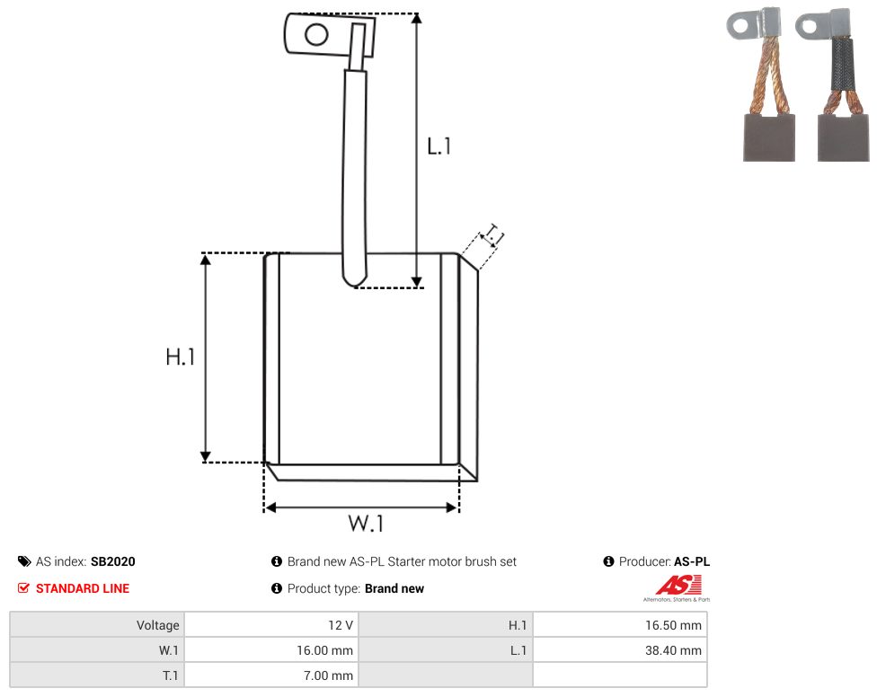 Starter motor brush