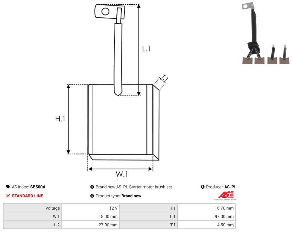 Starter motor brush