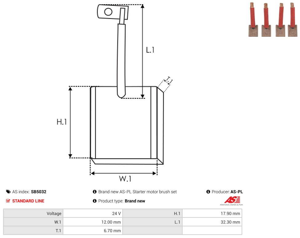 Starter motor brush